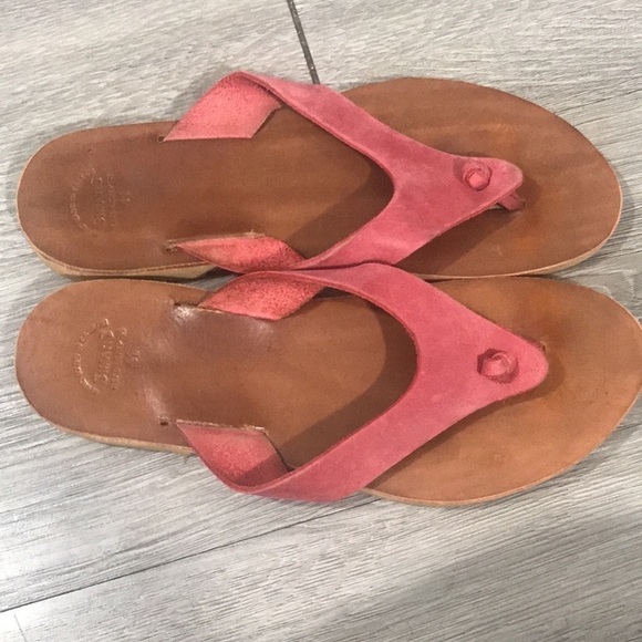 Simatis Eva Flatform Red Handmade Leather Flip-flops made in Greece size 10-10.5 - Picture 3 of 8